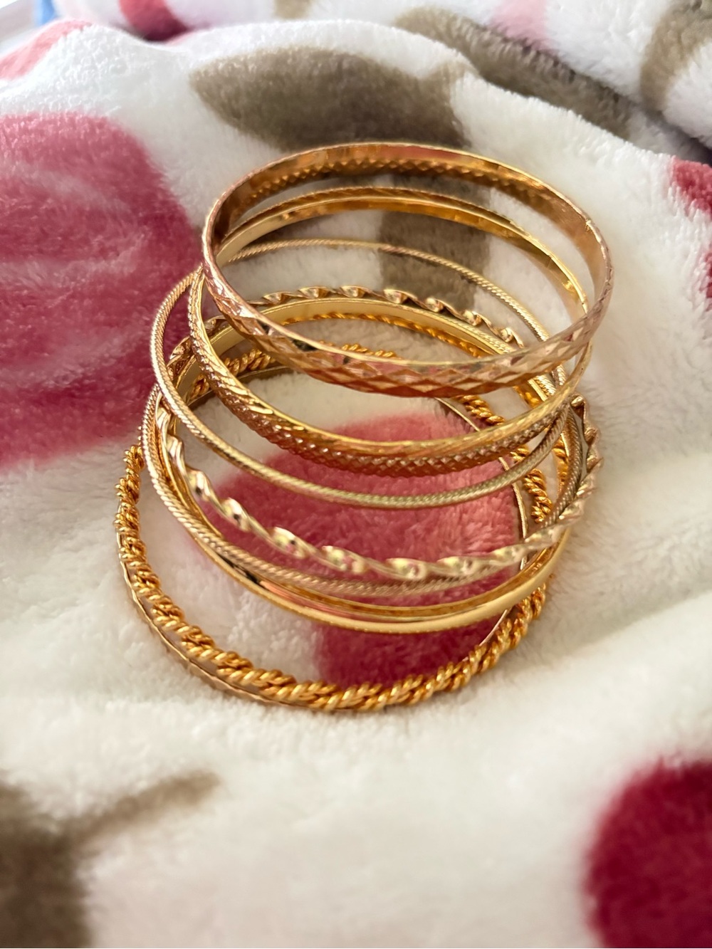 Faux Gold Stackable Bangle Bracelet Set - Women Jewelry